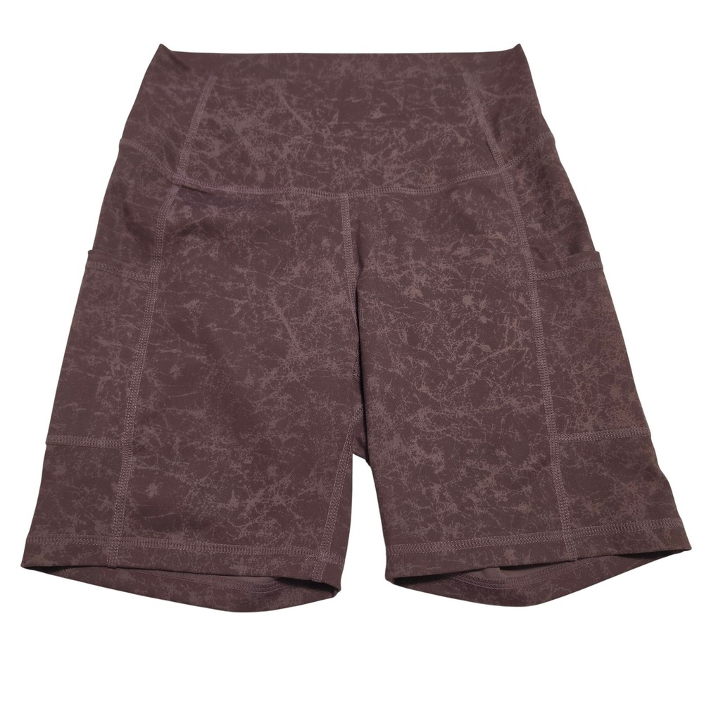 Mauve Purple Marble Print High Waist Biker Athletic Shorts Size Small